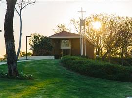 Good Shepherd Chapel at dusk.